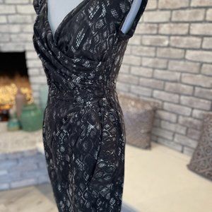 Bombshell UK, Cap Sleeve Wrap Dress – Grey Reptile Print